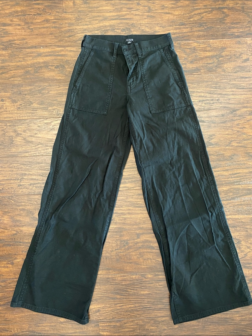 J. Crew Men's Black Wide-Leg Utility Chinos